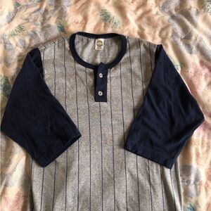 Vintage Gray and Navy Baseball Tee Medium
